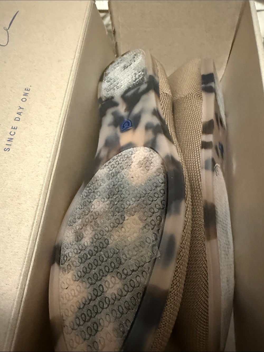 Rothy's Brown Knit Pointed Toe Flats with Blue Trim - Picture 3 of 4